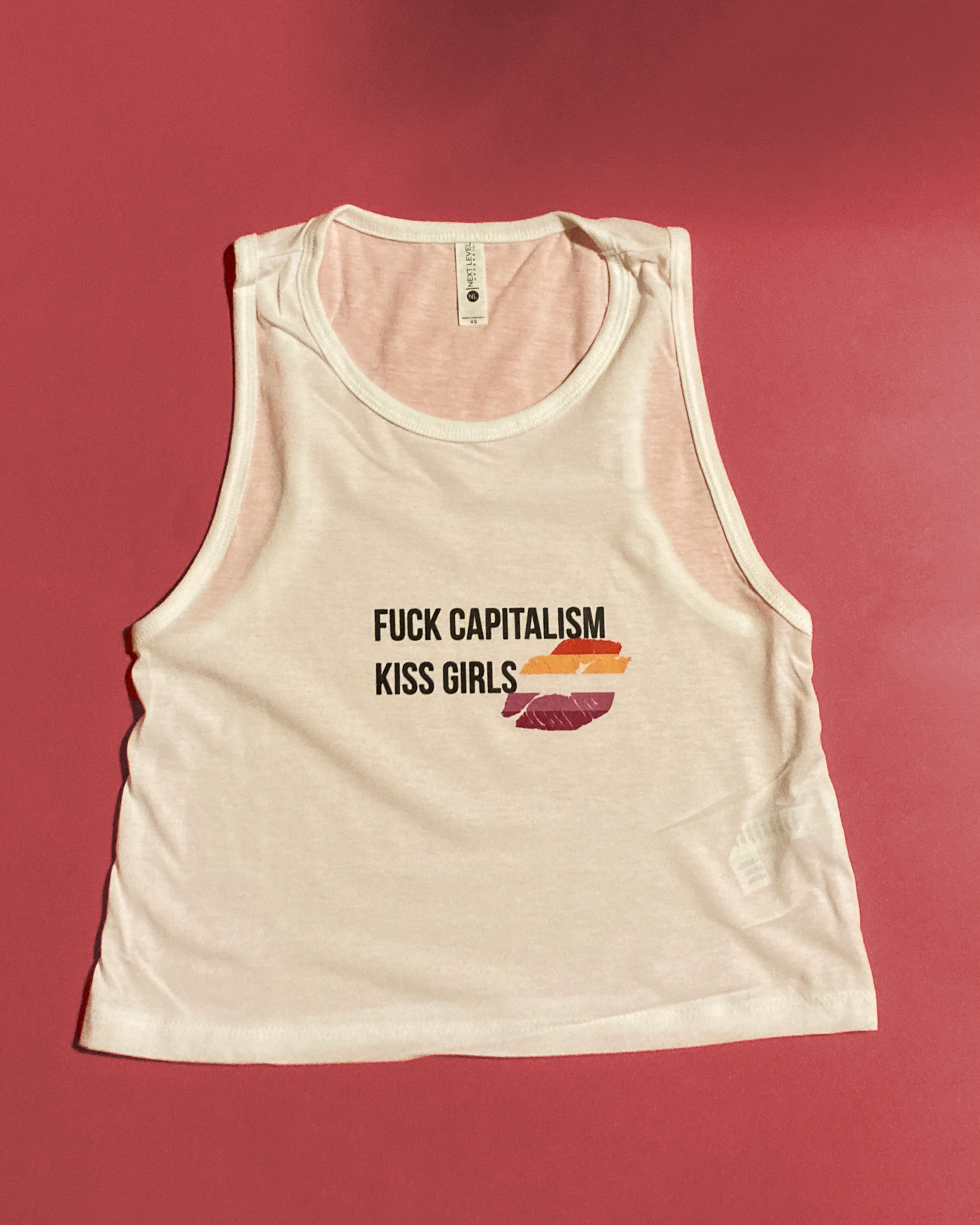 Fuck Capitalism, Kiss Girls Flowy Crop Tank