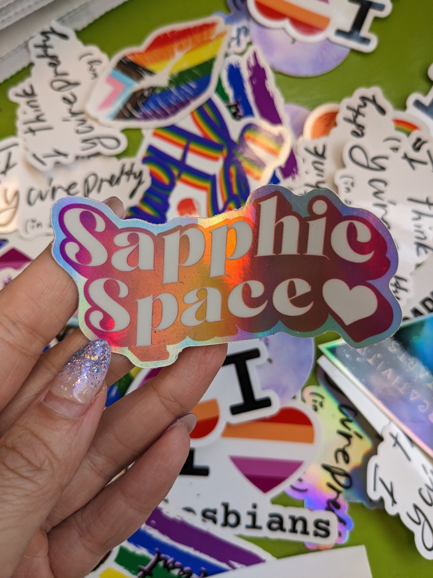 Sapphic Space Logo Holographic sticker