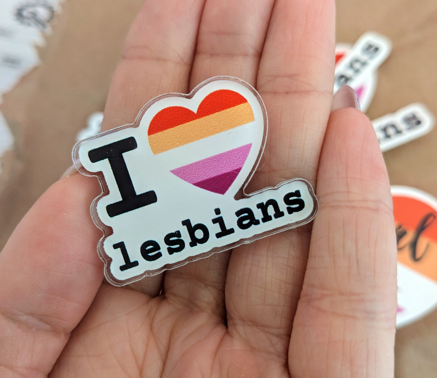 I Heart Lesbians - Acrylic pin
