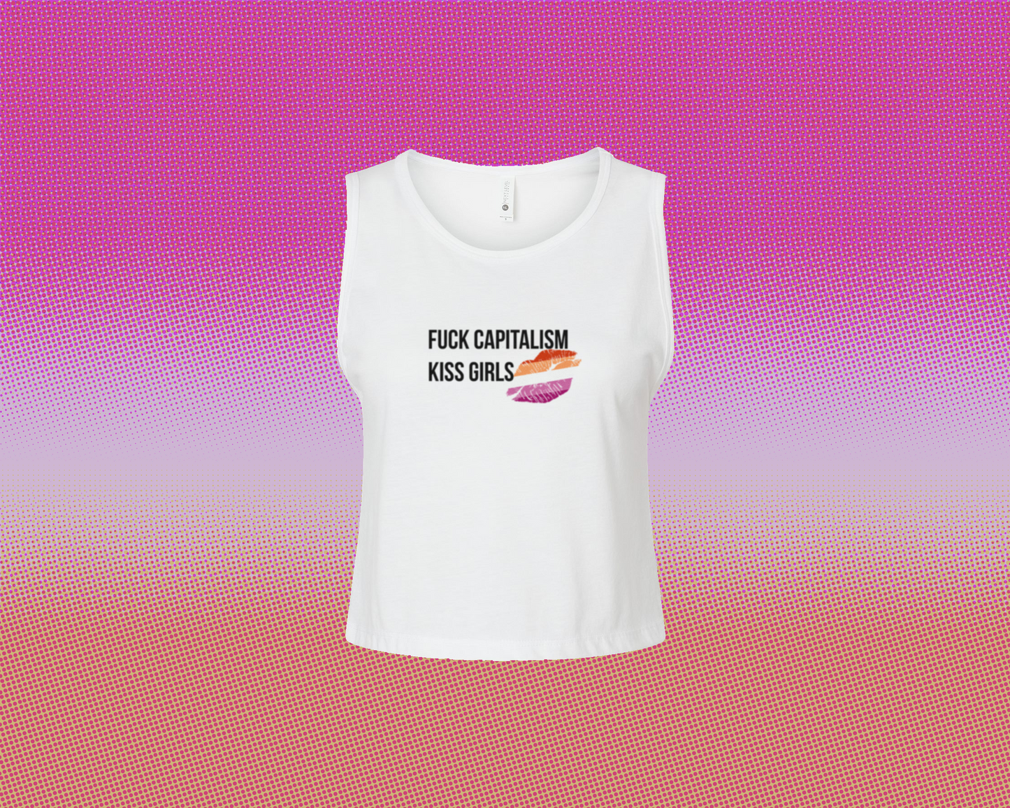 Fuck Capitalism, Kiss Girls Flowy Crop Tank