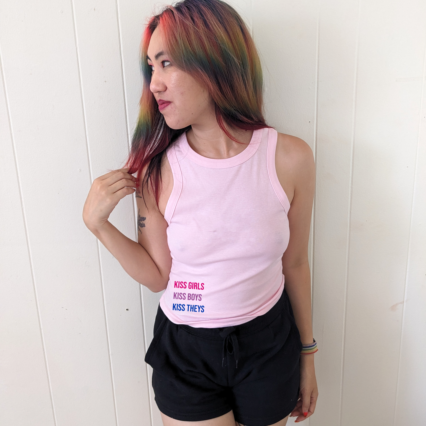 Kiss 'em Pink Crop Muscle Tank