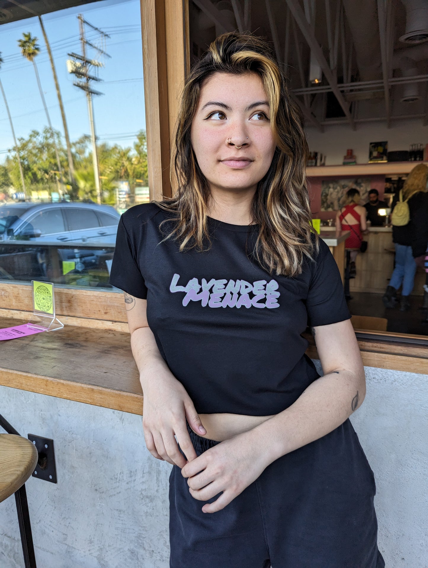 Lavender Menace Flowy Crop Tee