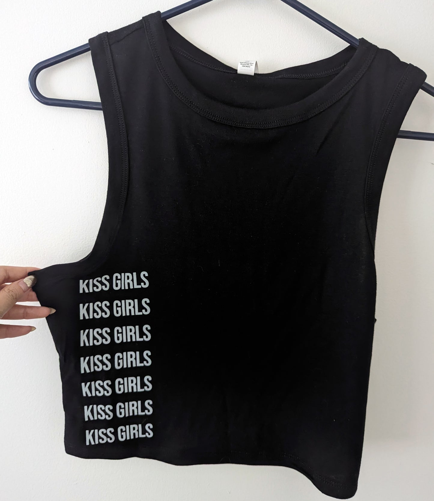 Kiss Girls Black Crop Muscle Tank