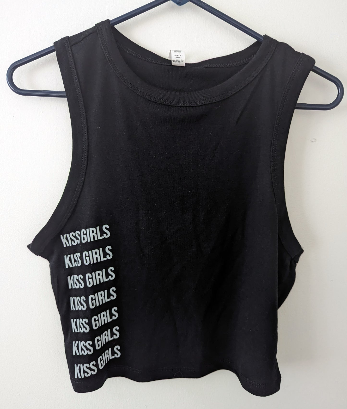 Kiss Girls Black Crop Muscle Tank