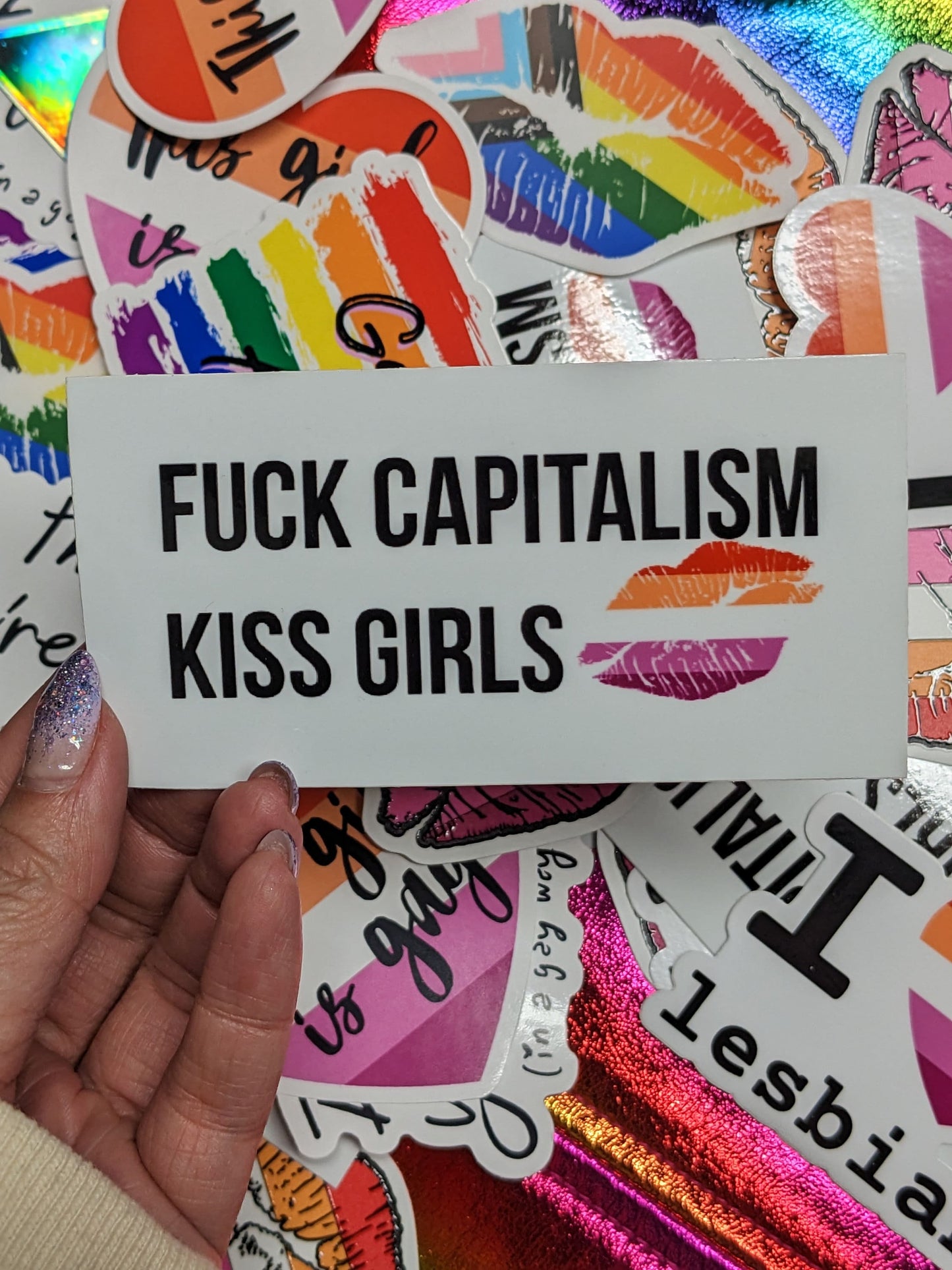 Fuck Capitalism, Kiss Girls Sticker